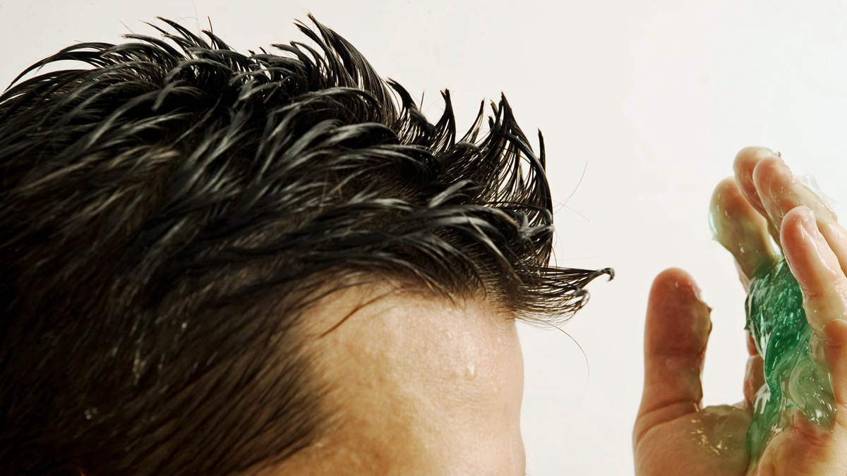 man with gel on hand